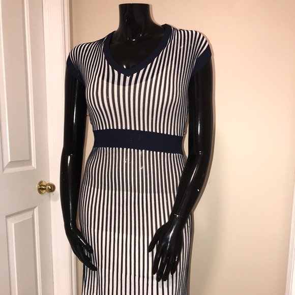 BCBGMaxazria Bella Navy White Stripe Dress Size M - Picture 6 of 10